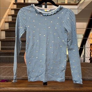 Mini Boden Blue and White Striped Long Sleeve Tee